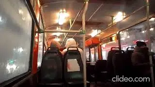ВЗТМ-5284. (329). Брутальное освещение салона поздним вечером. Петрозаводск.