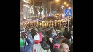 Police Fire Water Cannon at Protesters Outside Parliament Building in Tbilisi