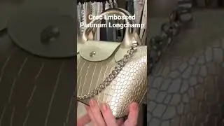 Croc Embossed Platinum Longchamp XS Le Pliage