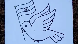 Easy Independence day drawing // Republic day drawing // How to draw a Dove holding Indian Flag