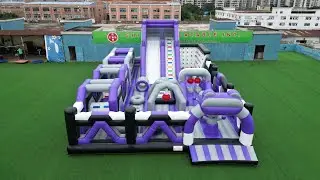 Commercial Inflatable Park Obstacle Course with Slide & Climbing Wall | Chinee Inflatables GF2-118