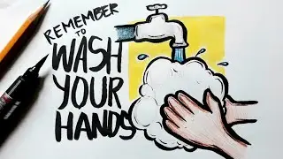 How to Draw HANDWASHING - Coronavirus Awareness and Prevention Art ( COVID-19 )