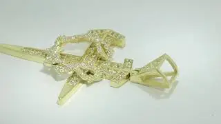 18K Yellow Gold 2CTW Diamond Nail Cross Diamond pendant ideal cut flawless Heart and Arrows