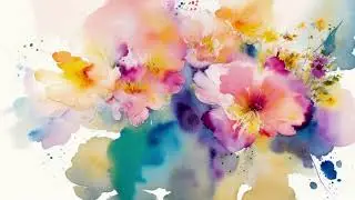 Floral Watercolours TV Screensaver &ndash; TV Wallpaper &ndash; 4 Hours &ndash; No Music, No Sound