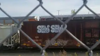 CN L554 EMD GTW GP40-2L 6420 & GP38-2 4910 are switching a cut of Freight cars in Aldershot Yard