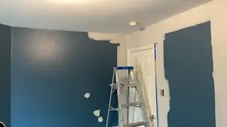 Painting Agreeable Gray SW 7029 Over Dark Blue