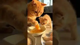 Cute Kitten and Mother Cat Go Fishing Together | Adorable Cats Catch, Cook and Eat Fish
