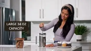 French Press Coffee Maker  Cafe Du Chateau Stainless Steel 34oz Versatile Coffee Press