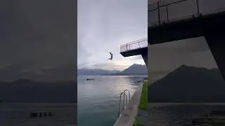 DUB LAYOUT BACK 6 M  @bricepoule IG @bricepoule # #cliffdiving #parkour #backflip #layout