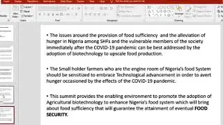 President of the All Farmers Association of Nigeria @ the National Media Summit - Agric Biotech