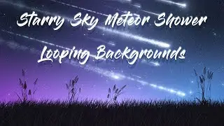 Starry Sky Meteor Shower &ndash; Seamless Night Sky Loop Above Grass Field - NO A.I.