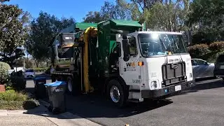 Newer Lid Flipping Autocar Amrep Side Loader Garbage Truck