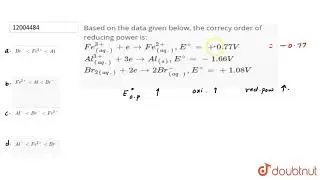 Based on the data given below, the correct order of reducing power is: `Fe_((aq.))^(3+) + e rarr