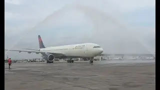 Captain Larson's retirement water cannon salute