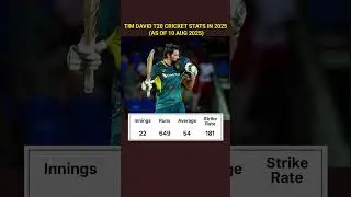 TIM DAVID T20 CRICKET STATS IN 2025 ( AS OF 10 AUG, 2025)