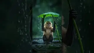 🐒 Poor Monkey Hides in Rain | Heartwarming Wildlife #shorts #short #youtubeshorts #wildlife #monkey
