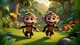Six Baby Monkeys Chase a Ball | Playful Monkey Song for Kids | Nursery Rhymes and Baby Songs