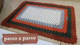 TAPETE RETANGULAR/ PASSO A PASSO/ GISELE/TAPETE DE CROCHÊ/FÁCIL E RÁPIDO/QUADRADO/JOGO DE COZINHA