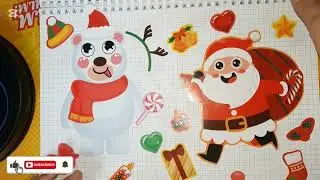 ASMR Christmas Sticker Book. Santa Claus & Friends-Reindeer, Snowman, Elf So Satisfying #diypaper