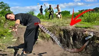 3 Brave Hunters with Smarth Pitbull Rescue Ethnic Girl Attacked by Dragon Snakes