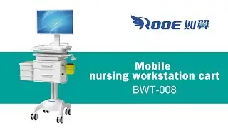 Electric Lift Hospital Computer Workstation with Drawers, Keyboard Light and Rotation Stand