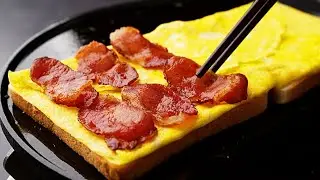 bacon egg and cheese sandwich (breakfast egg sandwich hack, 에그 샌드위치 만들기) - Korean street food