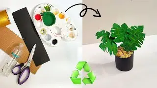  kitchen set _part 3 🥰Make a decorative flower pot with just cardboard and bottles♻️