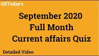 September 2020 Current affairs Quiz in English | GKToday current affairs