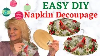 Decoupage on Wood, Holiday Napkin using my Easy Technique 