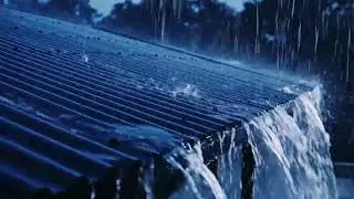 Heavy Night Rain ASMR on Tin Roofs by a Rural Road, Intense Downpour Creating a Deep Cozy Mood 90