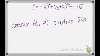 Identify the center and radius of each circle written in standard form. (x-1/4)^&hellip;
