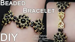 Beaded Bracelet with Bezeled Beads DIY Beginners Tutorial Jewelry Making