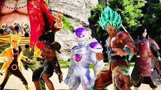 Goku, Naruto & Luffy vs Frieza, Marshall D & Madara | Jump Force EPIC Battle!