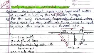 Unit-5: Most economical Trapezoidal section|Hydraulics BE Civil PU PoU TU KU