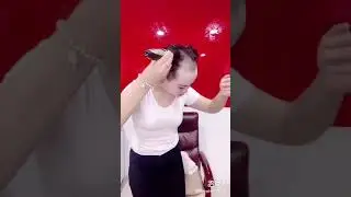 H n H 33:- Beautiful girl self-headshave with clippers at home.
