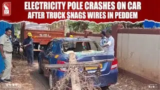 Electricity Pole Crashes On Car After Truck Snags Wires In Peddem