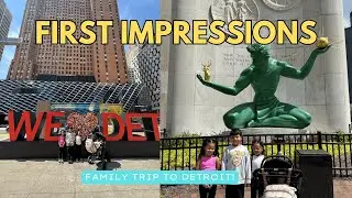 Detroit Family Trip Day 1 Part 1 | Flying with 4 Kids & First Impressions of Downtown
