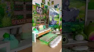Hi lovelies, happy day 🌱#cozy #mysetup #mygamingsetup #greenaesthetic #green #divoom #pokemon