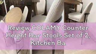 Review COLAMY Counter Height Bar Stools Set of 2, Kitchen Bar Stools with Back, Mid Century Modern U