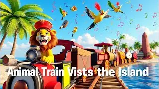 Animal Train Visits the Music Island | Fun Adventure Nursery Rhyme for Kids | Learning with Animals