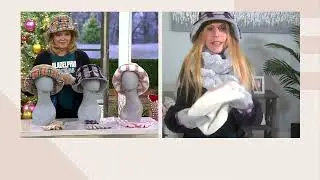 Sprigs Faux Fur Reverse to Print Hat & Glove Set on QVC