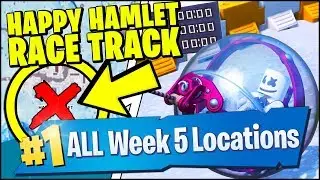 COMPLETE A LAP OF THE RACE TRACK IN HAPPY HAMLET *LOCATION* (Fortnite Season 8 Week 5 Challenges)