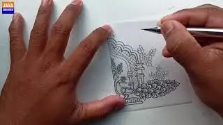 beautiful embroidery peacock feathers drawing| mor ka chitra | how to draw peacock drawing
