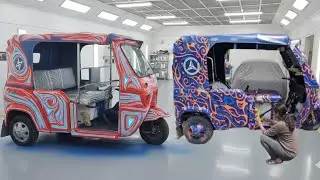 Mahindra treo plus auto modified denting painting repair kese karen fibre body repair restoration