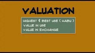 Valuation - Highest & Best Use ! Value in Use ! Value in Exchange
