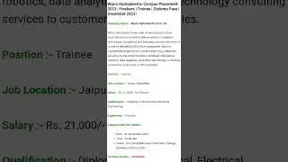 Wipro Hydroelectric Campus Placement 2023 | Freshers | Trainee | Diploma Pass