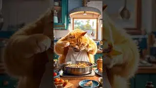 Orangecat cooking! #funny #funnyshorts #funnyvideo #funny#OrangeCatKitchen#FelineFoodie#CatChefLife#
