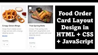 Food Order Card Layout in HTML CSS and JavaScript | ASP.NET CORE