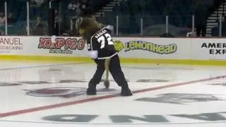 Frozen Fury XIV (October 1, 2011): Bailey points at team logos at center ice