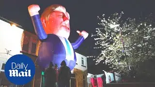 Inflatable Boris Johnson hovers outside Hartlepool by-election count